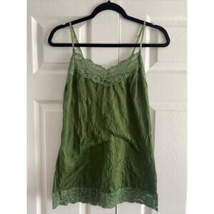 Top10 Womens Large Y2K Green Lace Cami Tank Goblincore Fairy Garden Earth